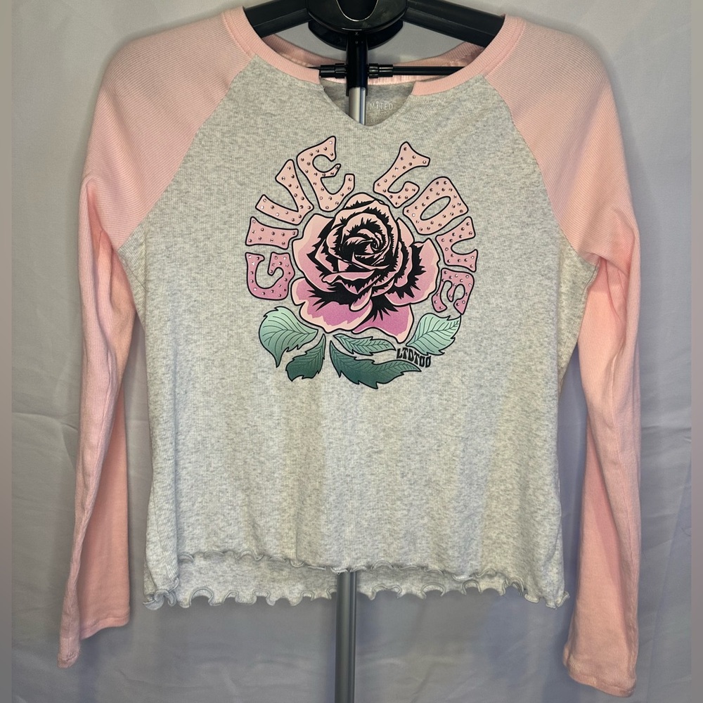 Limited Too Pink and Gray Ribbed Top